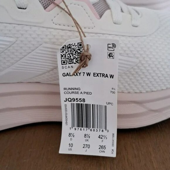 Adidas Galaxy 7 Running Shoe - Color: White/Putty Mauve - Size: Women 10 Wide - Picture 11 of 11